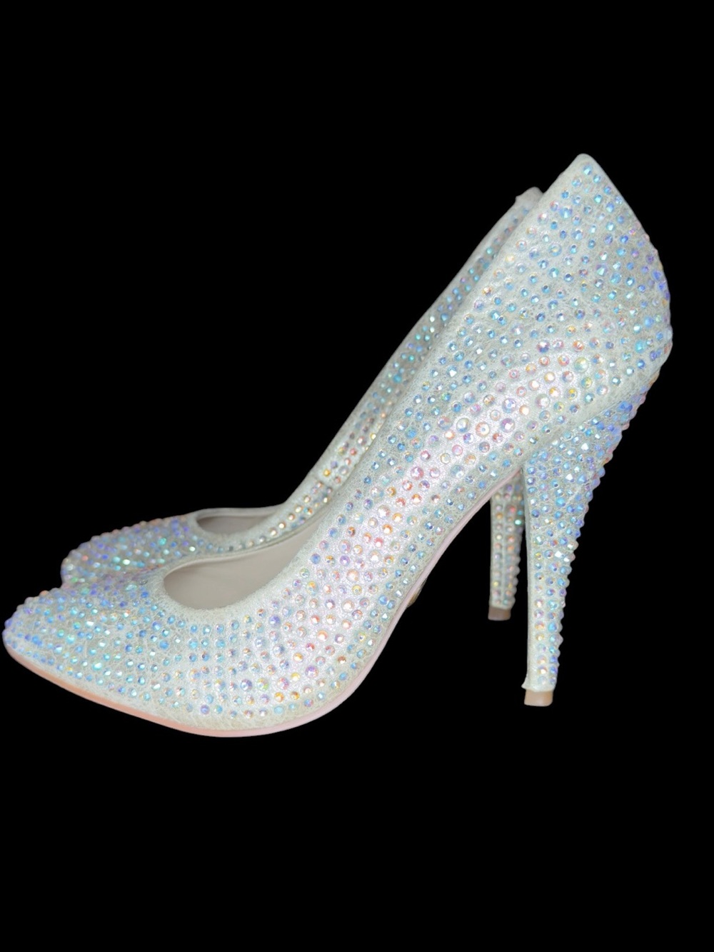 Blue by Betsey Johnson Rhinestone Bridal Wedding Heels Silver Sparkle Pumps 8.5 - Picture 7 of 14
